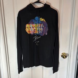 J. Cole Black Hoodie with Colorful Faces